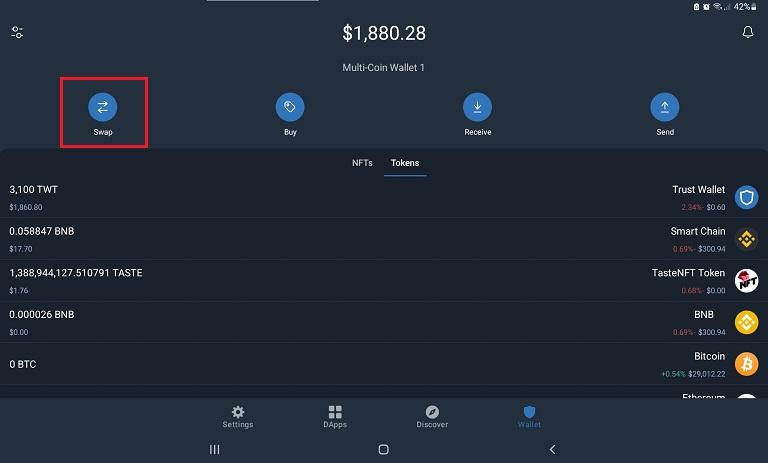 تبدیل ارز با استفاده سواپ تراست ولت