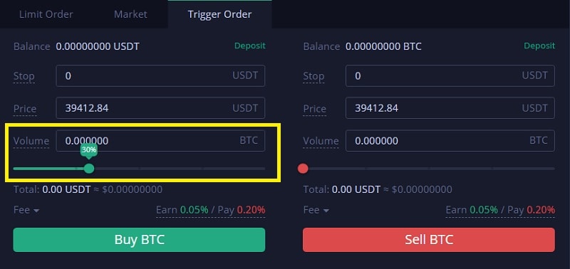 نوار تنظیم حجم دارایی در Hotbit