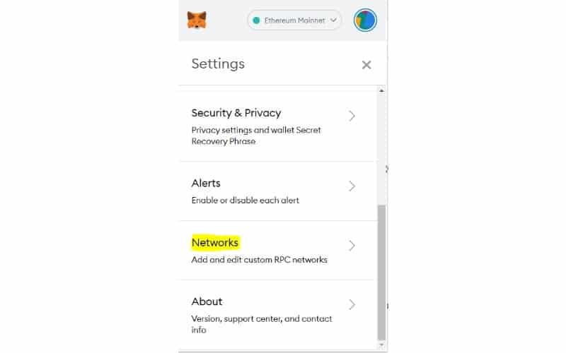 اتصال کیف پول Metamask به شبکه بایننس