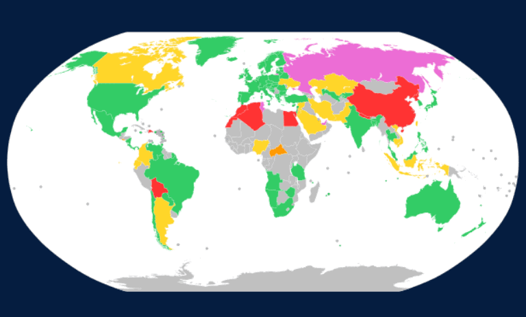 نقشه پذیرش بیت کوین در جهان