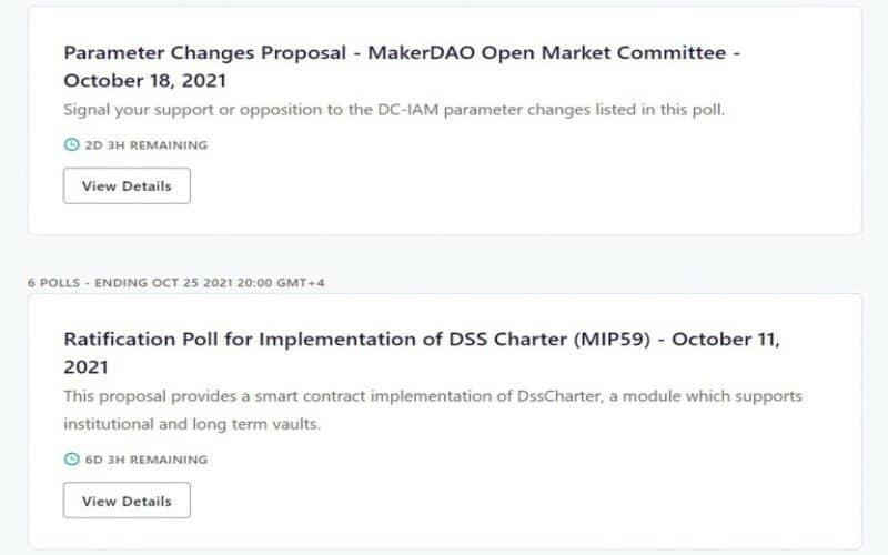 نظرسنجی های فعال Maker DAO