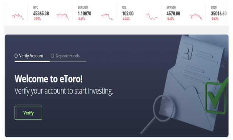 تایید ورود در کارگزاری etoro