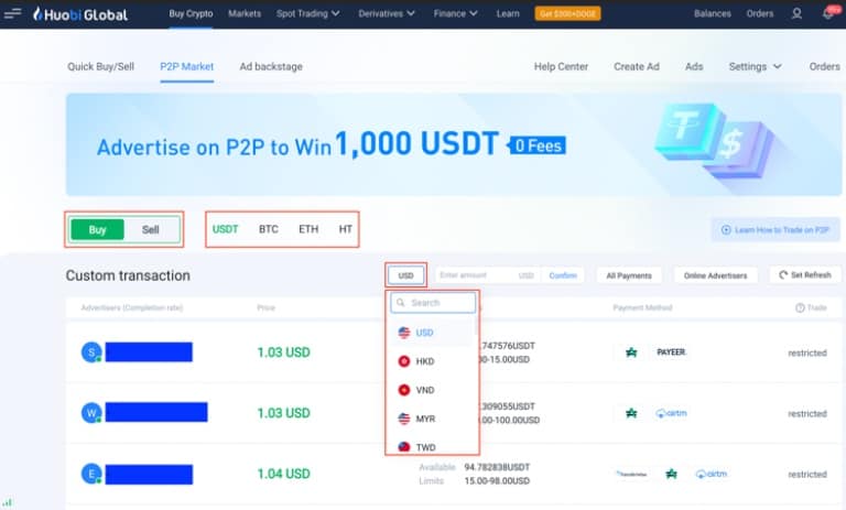 بازار p2p صرافی هوبی