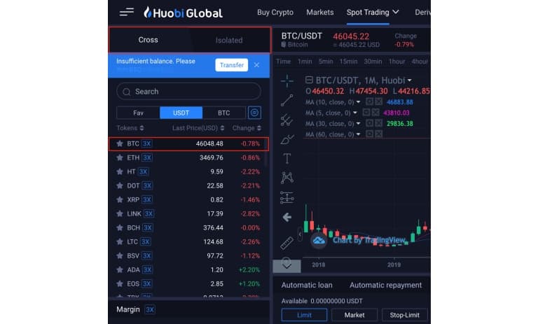 توکنهای margin در لیست صرافی