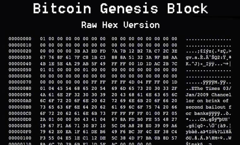 هش بلوک پیدایش بیت کوین با یک پیام رمزگذاری شده