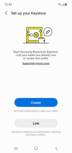 ایجاد Keystore در کیف پول بلاکچین سامسونگ