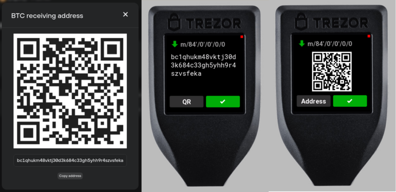 استفاده از QR در کیف پول ترزور