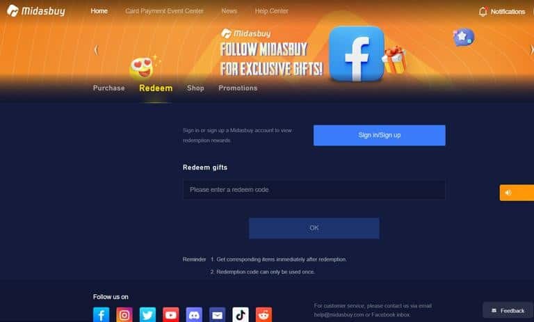 واردکردن پین کد گیفت کارت در فیلد Redeem
