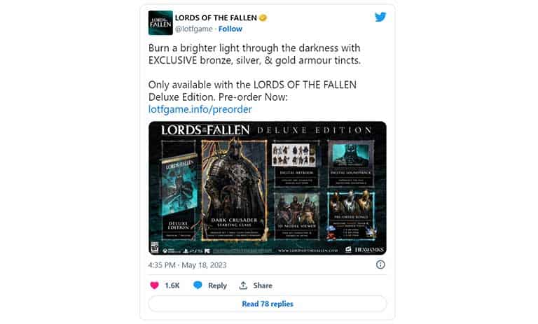 توییتر بازی بازی Lords of the Fallen