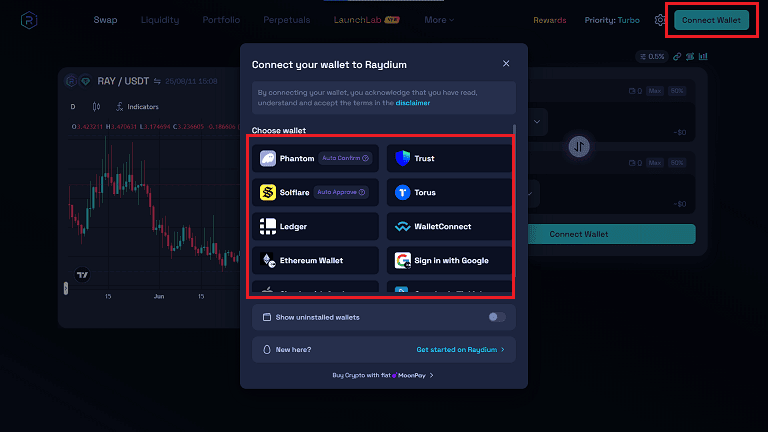 آموزش اتصال کیف پول به صرافی ریدیوم