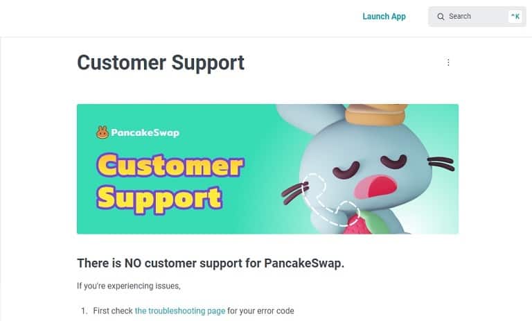 پشتیبانی Pancakeswap