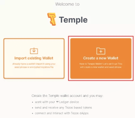 ایجاد کیف پول جدید در تمپل