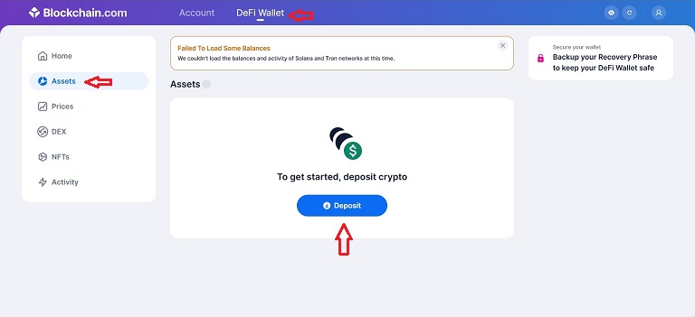 واریز به بلاکچین ولت