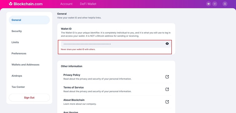 id کیف پول بلاکچین دات کام