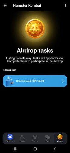 بخش Airdrop بازی همستر کامبت