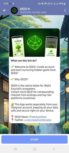 صفحه ورود به بات seed