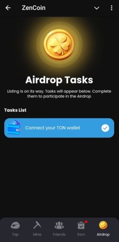 بخش Airdrop بازی زن کوین