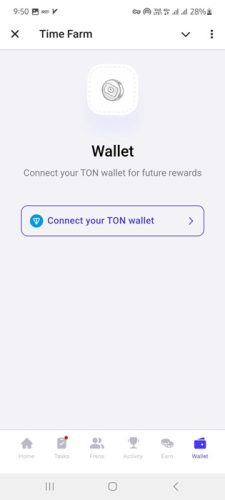 صفحه Wallet تایم فارم