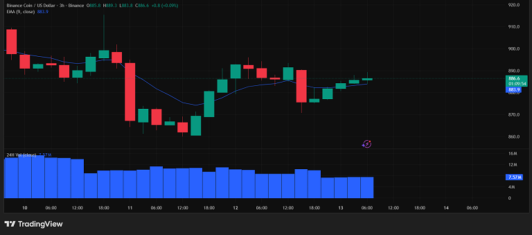تلاش بایننس کوین برای حفظ EMA۹