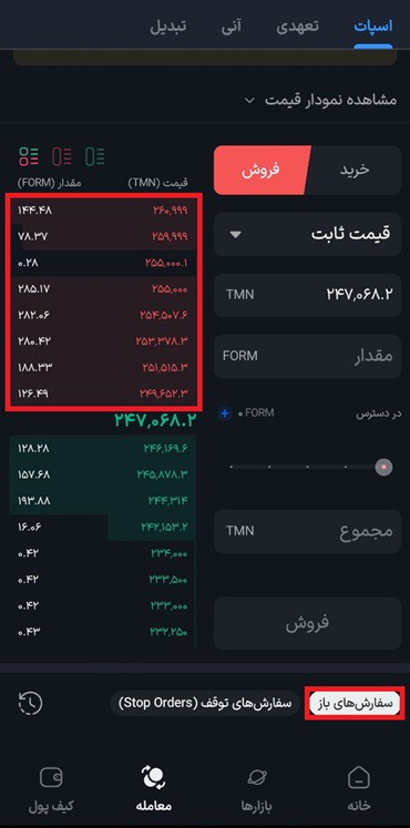 فروش form در بازار معاملاتی