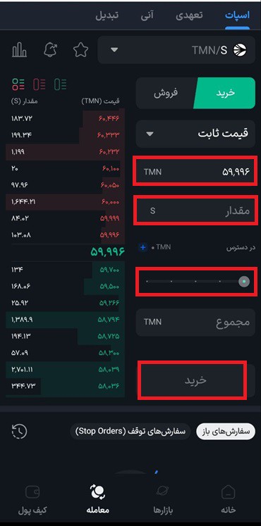 خرید S در بازار معاملاتی